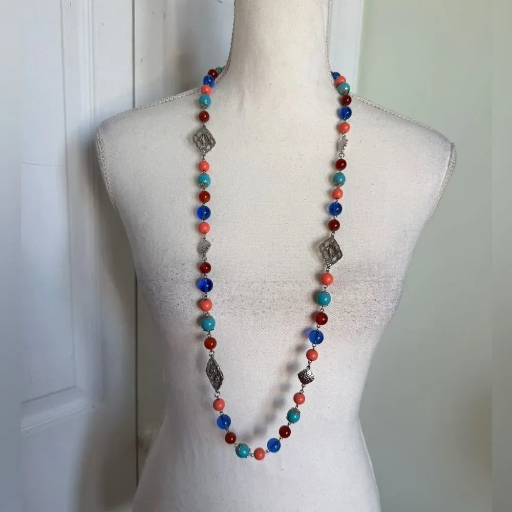 RJ Graziano Long Looped Colorful Glass Bead Necklace